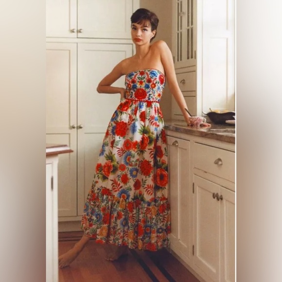 payal jain Dresses & Skirts - Floral Embroidered Midi Dress Anthropologie